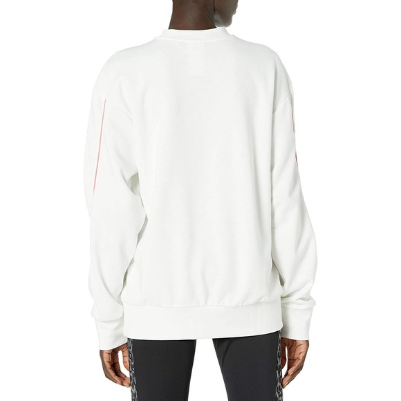 adidas Women's White Essentials Giant Logo Brand Love Pullover Sweatshirt - Picture 2 of 9